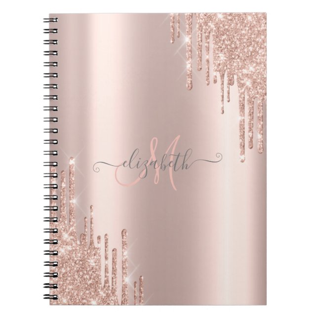 Carnet Parties scintillant modernes Rose Monogramme or  (Devant)