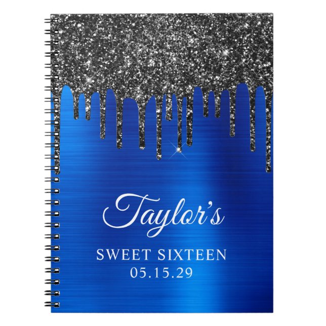 Carnet Parties scintillant noire  royale Sweet sixteen bl (Devant)