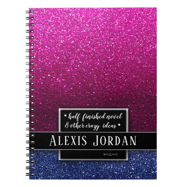 Carnet Parties scintillant Ombre bleu rose chaud noir Mon (Devant)
