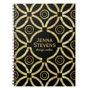 Carnet Parties scintillant Or & Blanc Moderne Géométrique