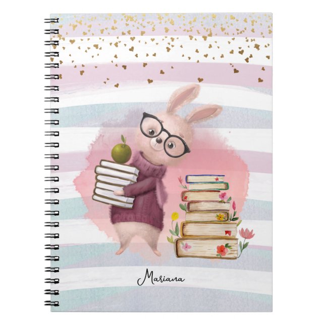 Carnet Parties scintillant or et aquarelle Enseignant ros (Devant)