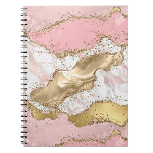 Carnet Parties scintillant or Marbre blanc rose