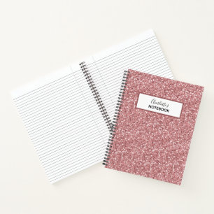 Carnet Parties scintillant or Rose fille Nom personnalis