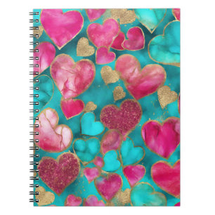 Carnet Parties scintillant or rose mignonne Valentine Lov