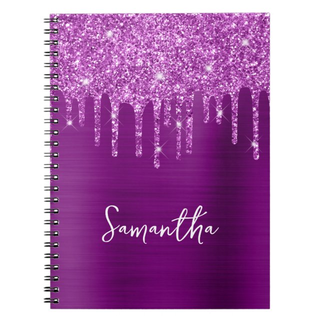 Carnet Parties scintillant pourpre de séchage Nom du glam (Devant)