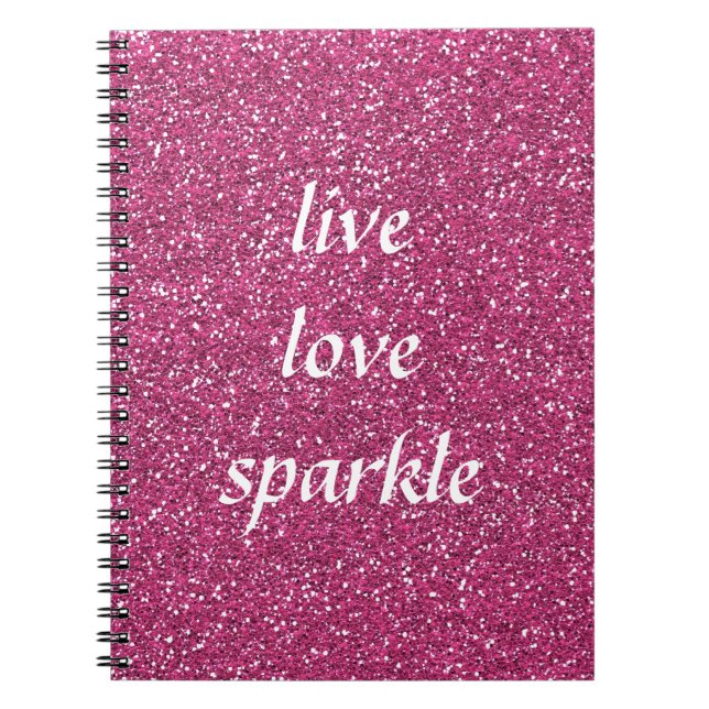 Carnet Parties scintillant rose avec Citation étincelante (Devant)