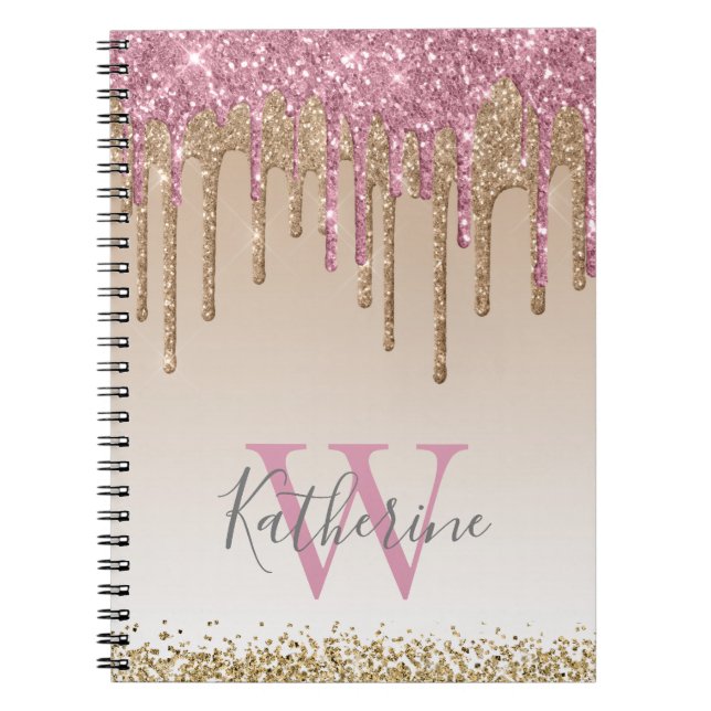 Carnet Parties scintillant Rose d'or filles gouttes Ombre (Devant)