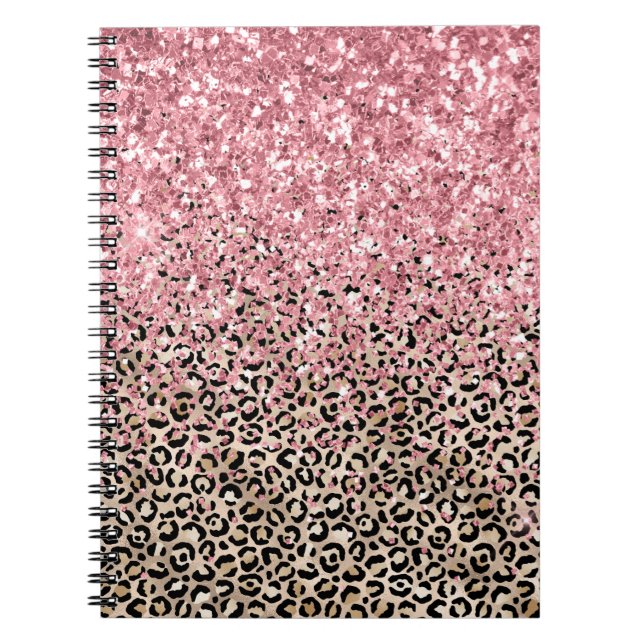 Carnet Parties scintillant rose Empreinte de léopard Glam (Devant)