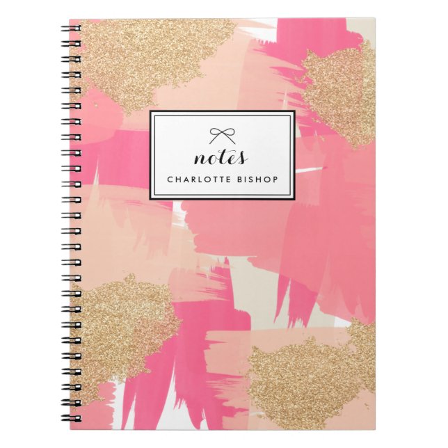 Carnet Parties scintillant rose et or moderne Motif Abstr (Devant)