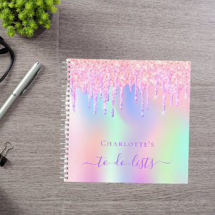 Carnet Parties scintillant rose goutte holographique unic