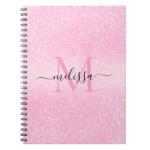 Carnet Parties scintillant rose Nom du script Monogramme