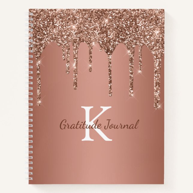 Carnet Parties scintillant rose or goutte Monogramme Jour (Devant)