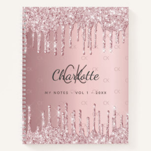 Carnet Parties scintillant rose pâle gouttes de script mo