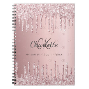 Carnet Parties scintillant rose pâle gouttes de script mo
