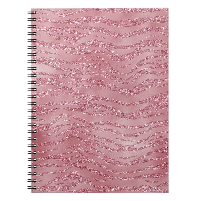 Carnet Parties scintillant rose rose Zebra Animal (Devant)