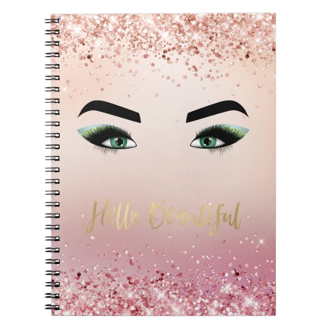 Carnet Parties scintillant Rose Vert Yeux Oeil Oeil Lashe (Devant)
