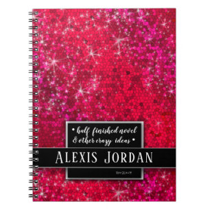 Carnet Parties scintillant rouge éclaboussures noir blanc
