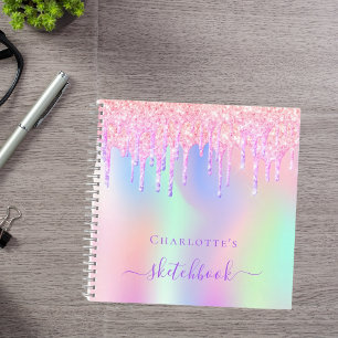 Carnet Parties scintillant Sketchbook gouttes holographiq