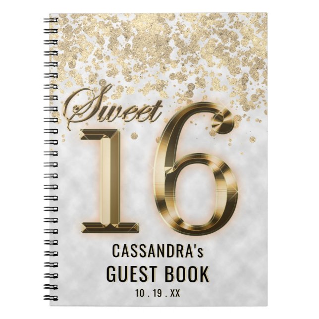 Carnet Parties scintillant sweet sixteen Gold Faux Foil (Devant)