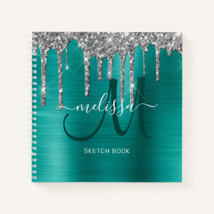 Carnet  Parties scintillant Turquoise en argent chic  Des