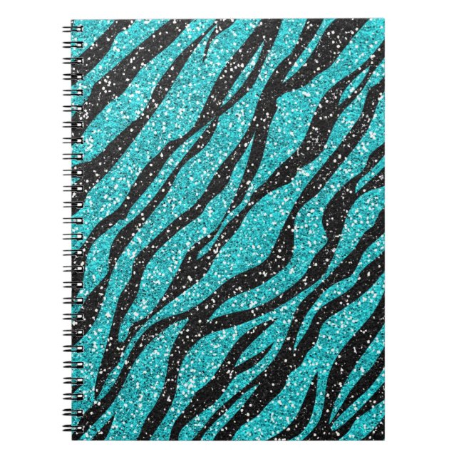 Carnet Parties scintillant turquoise Zebra Print (Devant)