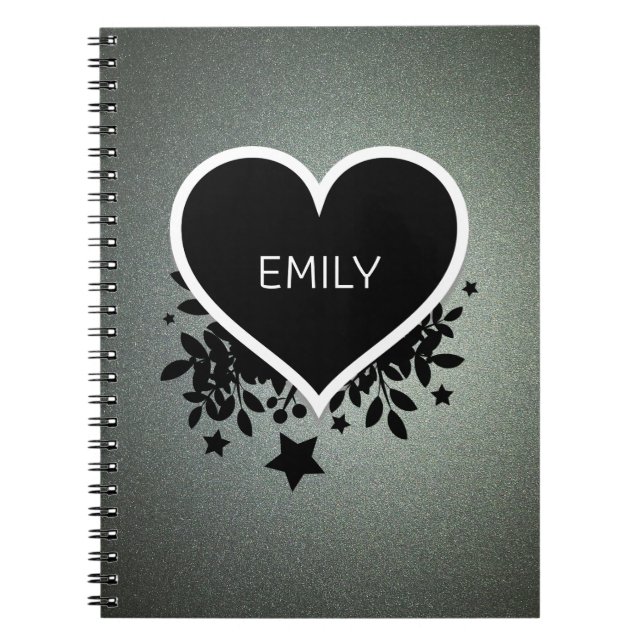 Carnet Parties scintillant verte gris monogramme (Devant)