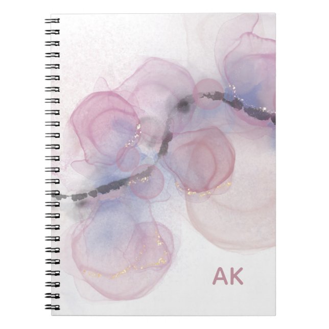 Carnet Parties scintillant violet rose minimale Monogramm (Devant)