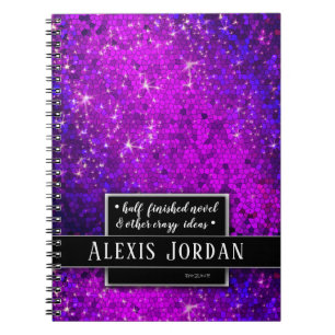 Carnet Parties scintillant violette étincelles noir blanc