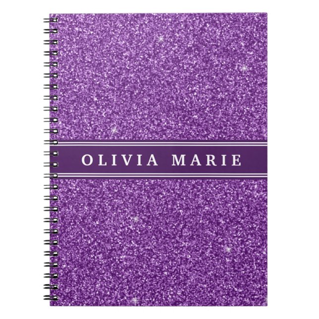 Carnet Parties scintillant violette (faux) Nom personnali (Devant)