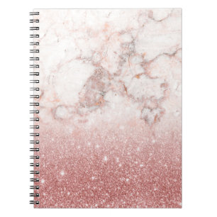 Carnet Parties scintillantes roses Ombre de marbre blanc