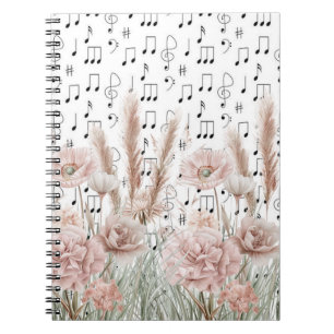 Carnet Partition vintage avec Fleurs sauvages Pony Rose