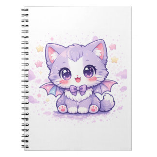 Carnet Pastel Bat Kitty Kawaii Lavender Winged