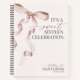 Carnet Pastel Beige Bow Sweet 16 Lettres à Anniversaire f