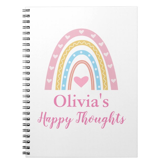 Carnet Pastel Boho Rainbow Personnalisé fille (Devant)