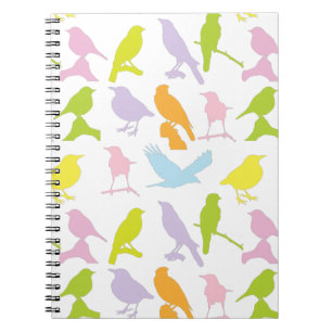 Carnet Pastel Coloured Variété d'oiseaux Motif