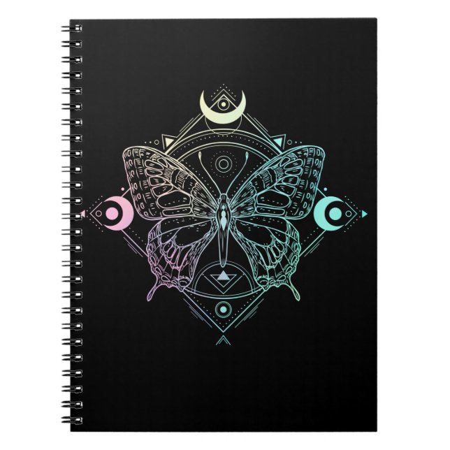 Carnet Pastel Goth Moon Gothic Wicca Crescent Butterfly (Devant)