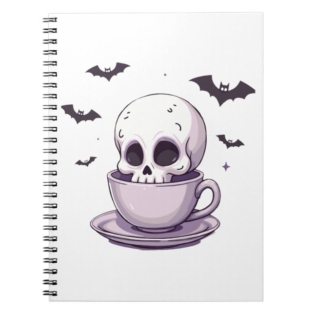 Carnet Pastel Goth Skull in Teacup (Devant)