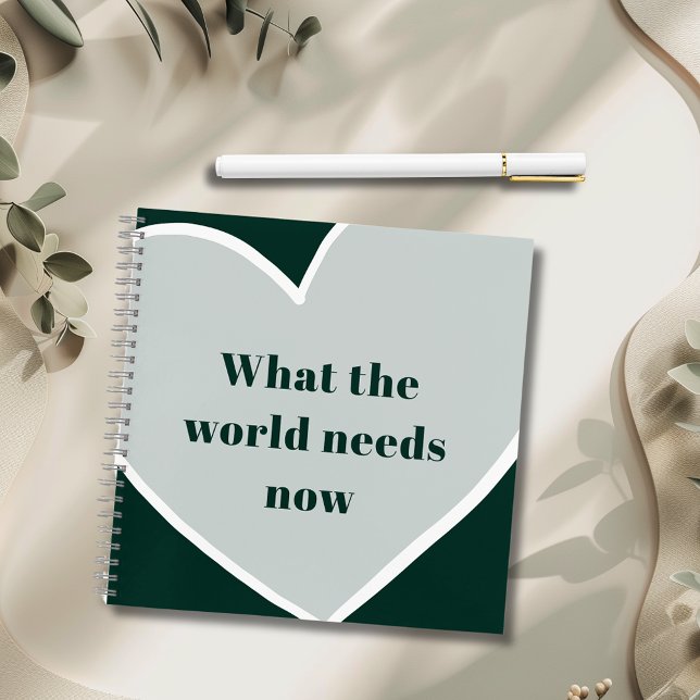 Carnet Pastel Green Heart Motivational Quote Emerald (Pastel Green Heart What the World Needs Now Motivational Quote Emerald 8.5 x.8.5 Inch Notebook)