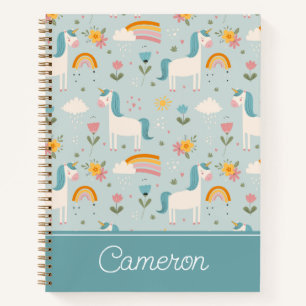 Carnet Pastel mignon Rainbow Unicorn Motif