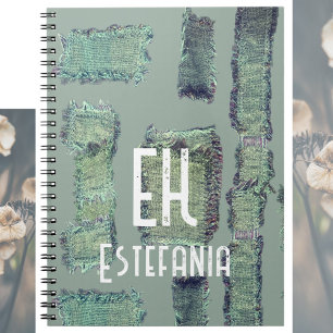 Carnet Pastel monogramme abstrait sauge vert olive modern