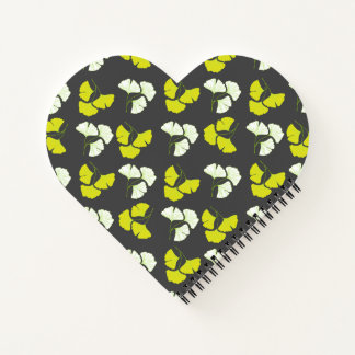 Carnet Pastel-Neon Ginko Leaves on Black Background