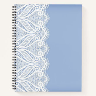 CARNET PASTEL PALE BLEU AVEC LACE BLANCHE LOOK BORD
