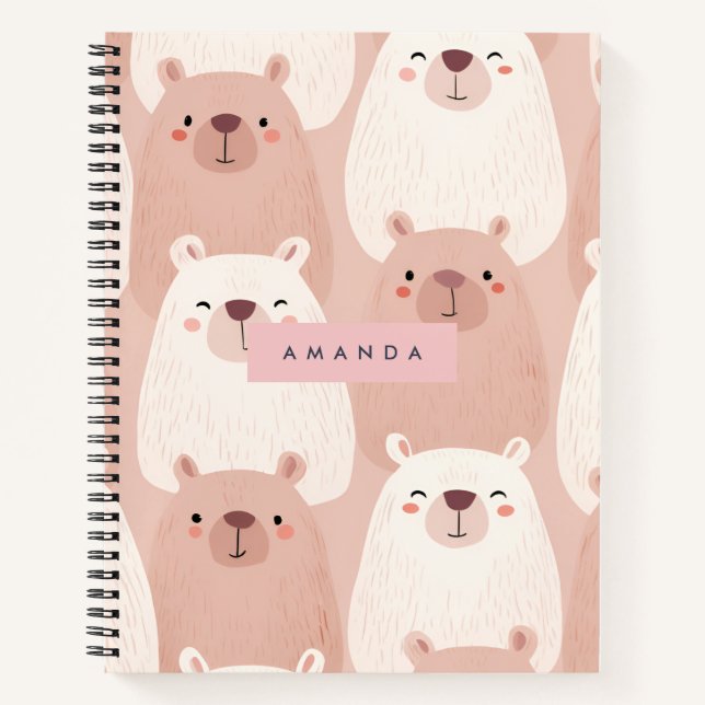Carnet Pastel personnalisé adorable Capybara (Devant)