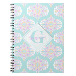 Carnet Pastel personnalisé Arc-en-ciel Floral Mandala Mid