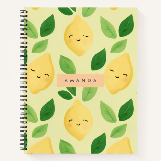 Carnet Pastel personnalisé Cute Smiling Citron Motif (Devant)