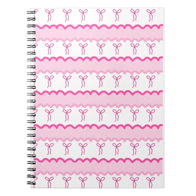 Carnet Pastel Pink Bow Seamless Pattern – Cute Aesthetic  (Devant)