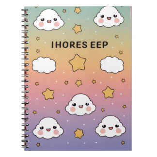 Carnet “Pastel rêveur, nuages doux, étoiles, couverture d