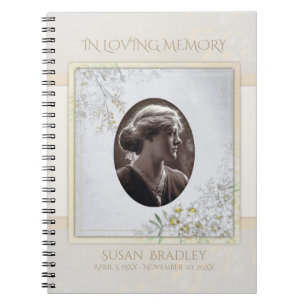 Carnet Pastel Vintage Flowers Funeral Memorial Guest Book