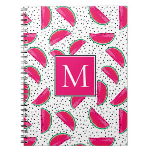 Carnet Pastèque au néon sur le motif de graines