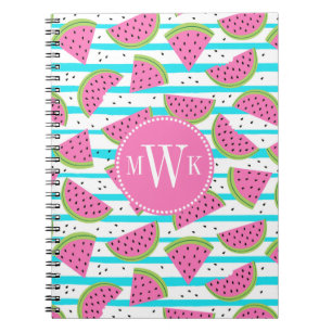 Carnet Pastèque au néon sur le motif de rayures